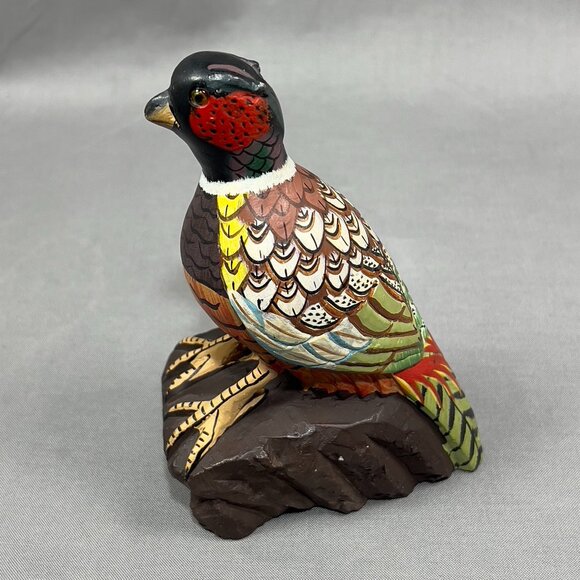 Vtg Action International Stone Art Pheasant Bird Hand Painted Carved Figurine - Picture 2 of 15
